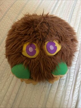 Plush Fuzzy Brown Monster Pillow with Green Feet